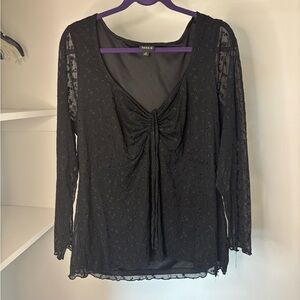 Torrid Black Sheer Sleeve Blouse